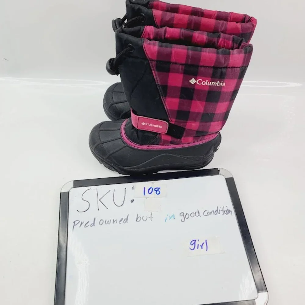 Sorel Girl's Red Black Powder Dug BC1281-011 Plaid‎ Outdoor Ankle Snow Boot 12
